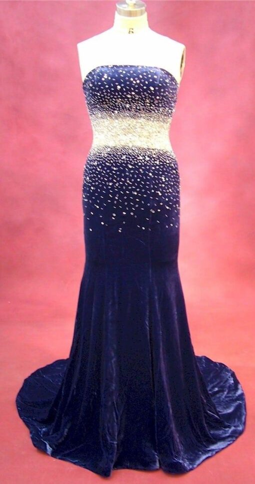 Blue Velvet Evening Dresses