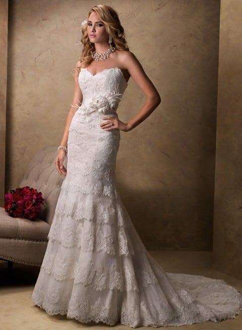 informal wedding dresses with tiered skirt