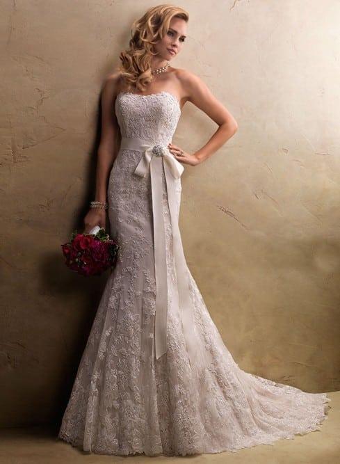 Style 6081 lace wedding gowns with belt