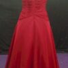 broad neck red gown