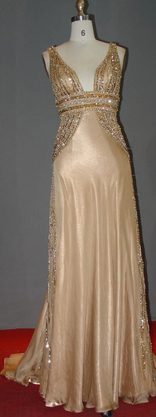 Sleeveless Gold Evening Dresses