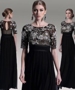 black short sleeve mother of bride gowns