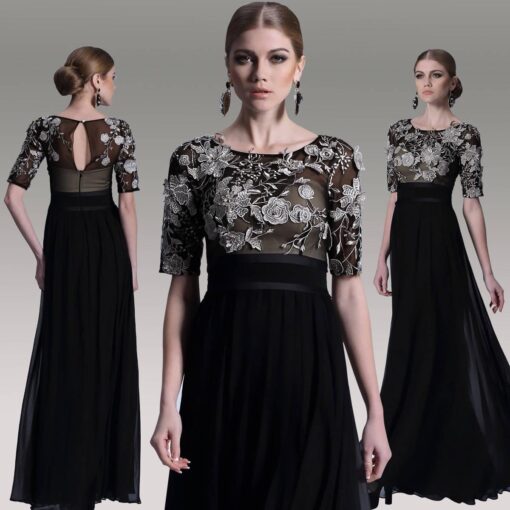 black short sleeve mother of bride gowns