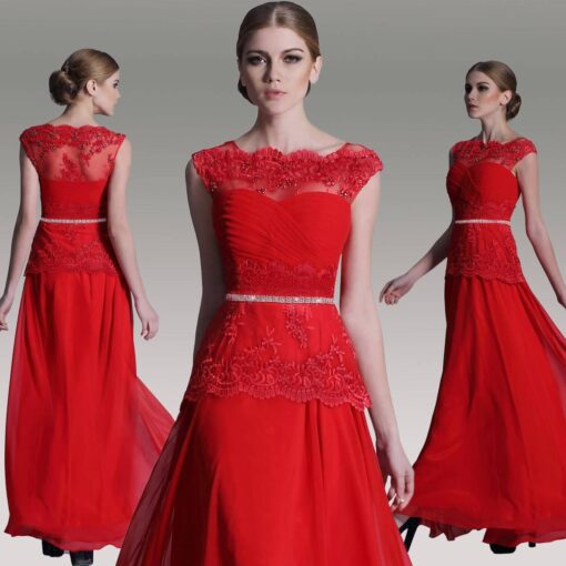 Red lace Mother of Bride Dresses