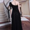 One shoulder black evening dress