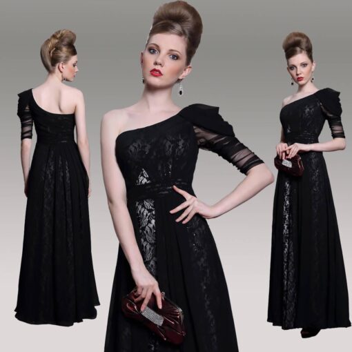 Black One Arm Evening Dresses