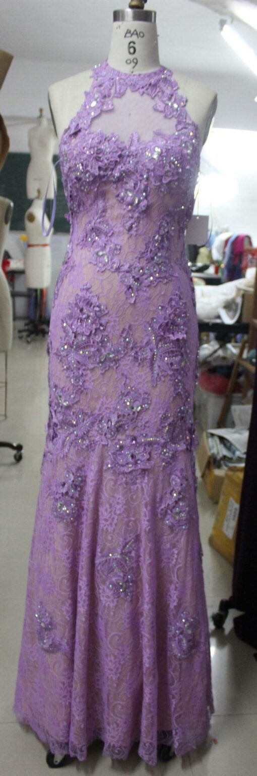 purple lace evening dresses