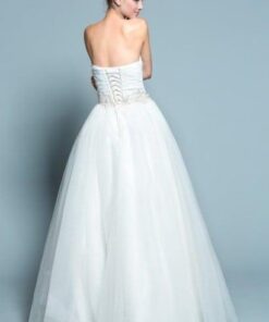 backless Organza Wedding Dresses with belt