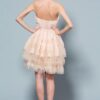 short peach colored designer evening dress