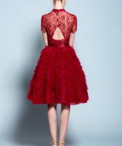 back of red cocktail dress