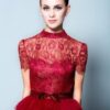 red lace cocktail dress with belt