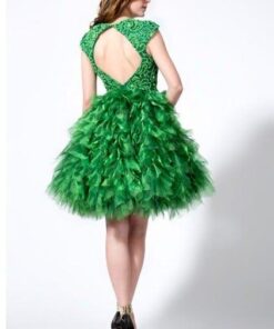 fluffy green short dress at Darius Cordell