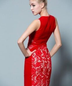 back of red sleeveless cocktail dresses