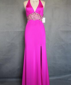 pink halter evening dresses