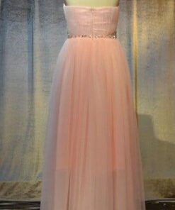 backless peach evening dress