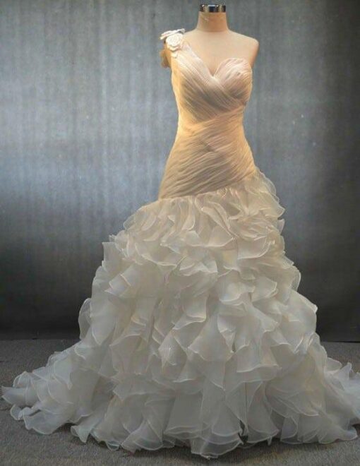 ruched wedding gowns with ruffles