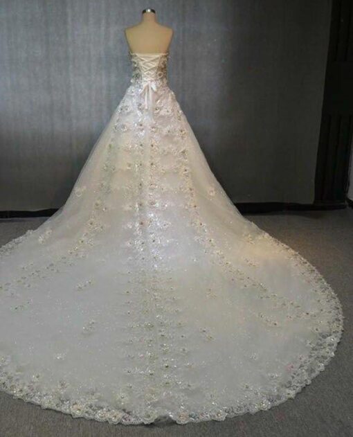 beaded wedding dress train