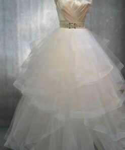 tiered wedding gown with belts