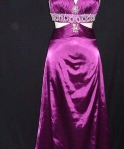 purple prom dresses with halter neckline