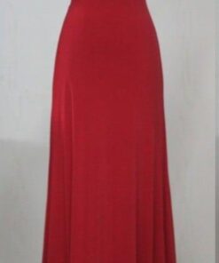 red scoop neck formal dresses