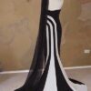 black white evening wear gown at Darius Cordell