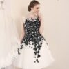 Short black white wedding reception dresses