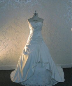 pleated wedding dresses with strapless neckline