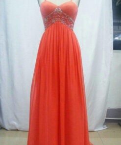 red spaghetti strap evening dresses