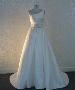 one shoulder wedding gowns with belt