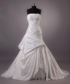 satin bridal gowns with Gathers and Pick Up Skirt