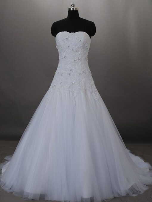 strapless wedding dresses with Organza Ball Gown Skirt