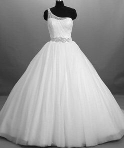 One Shoulder Ball Gowns for the Wedding with beaded belt