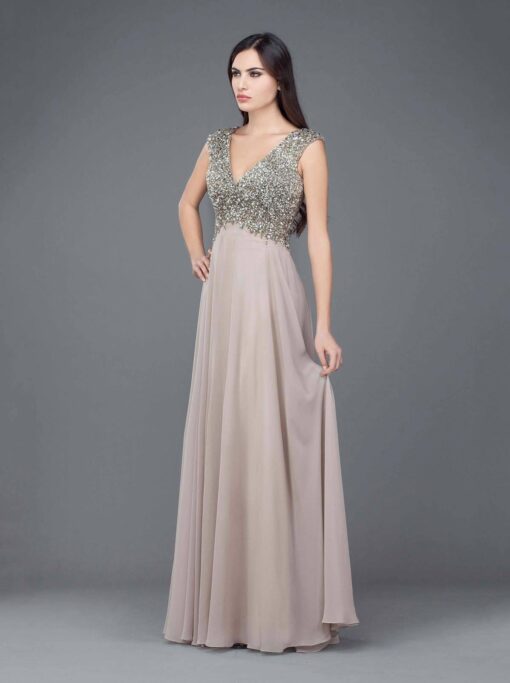 Sleeveless V Neck Evening Dresses