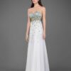 white strapless evening dresses