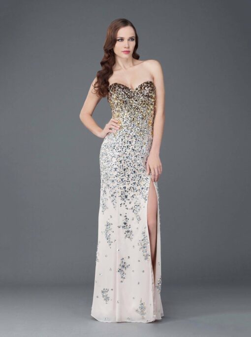 heavily beaded evening dresses with swarovski crystals