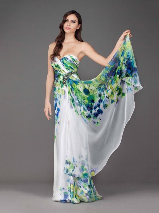 Printed Chiffon Evening Dresses