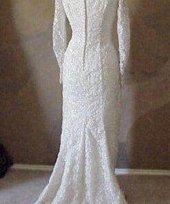 back of long sleeve wedding gown