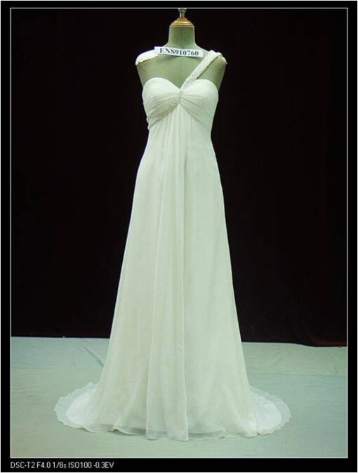 one shoulder chiffon bridal gowns