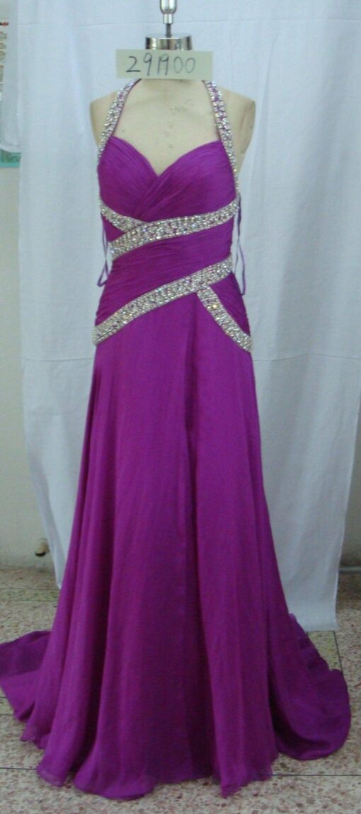 Purple Halter Pageant Evening Gowns