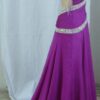 silver straps magenta bride dress