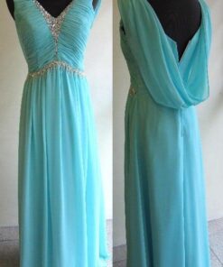 Blue Ruched Formal Gowns