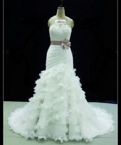 tiered bridal gowns with belted sash