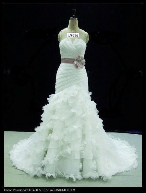 tiered bridal gowns with belted sash