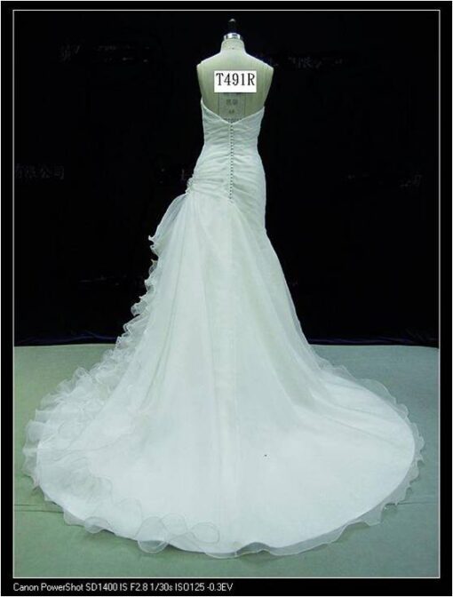 bride dress with side ruffle