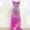 Heavily beaded fuchsia colored pageant dresses