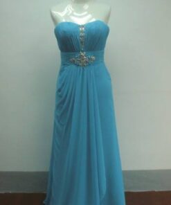 Strapless pageant Gowns in Blue Chiffon