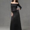 long sleeve black lace evening wear