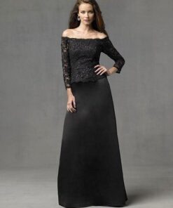 long sleeve black lace evening wear