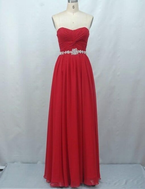 Style Y6-red - Long Red Empire Waist Ball Gowns