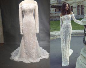 Elaine Custom replica of a haute couture long sleeve wedding gown by Darius Cordell